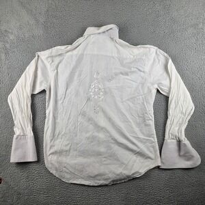 Robert Graham Shirt Mens 2XL White Paisley Flip Cuff Back Embroidery